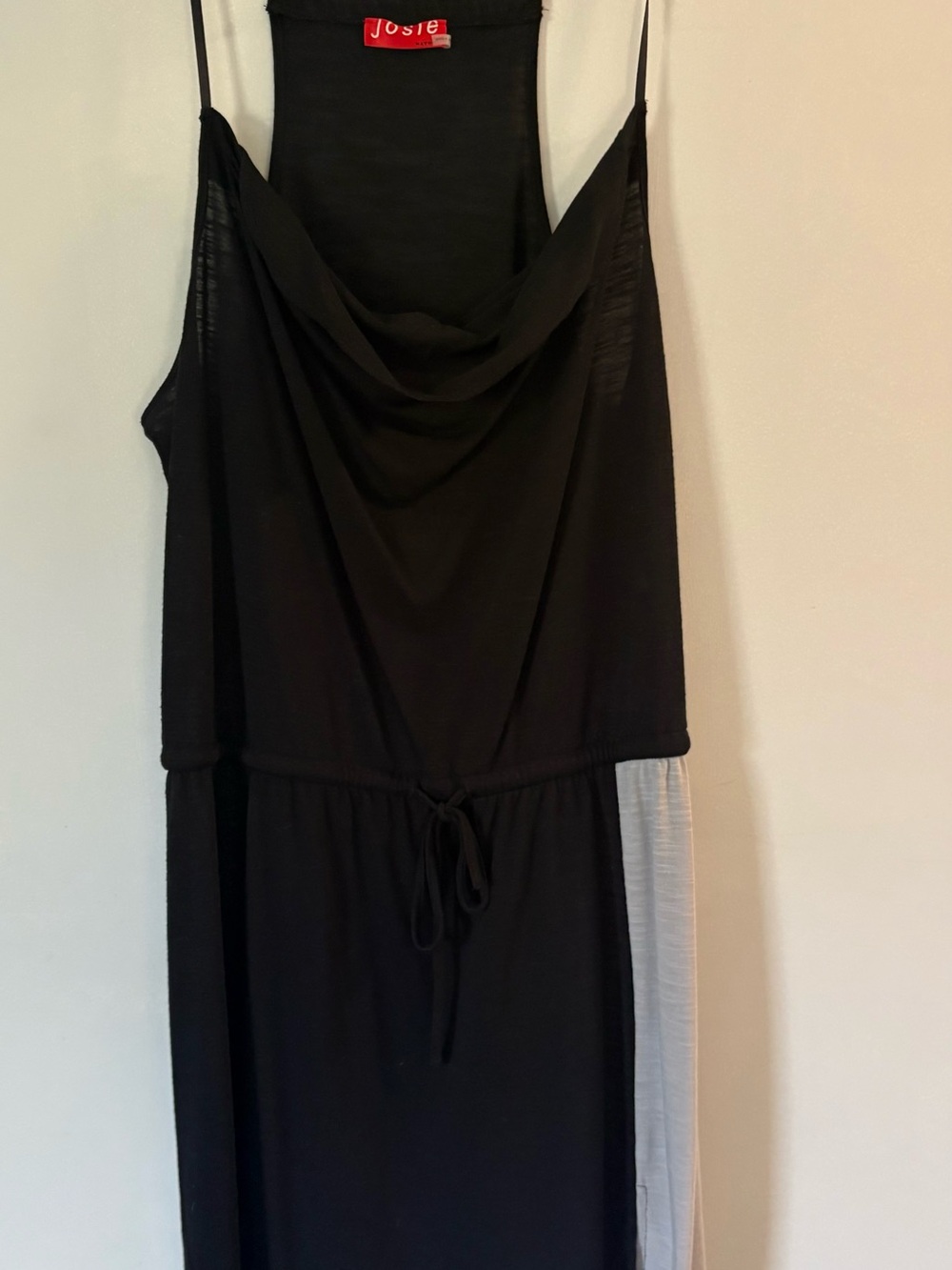 Josie Black Strapless Cowl-Neck Drawstring Dress